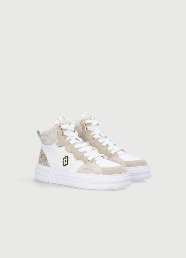 Liu Jo Leather Basketball Women's Sneakers Beige | ZMA-279614