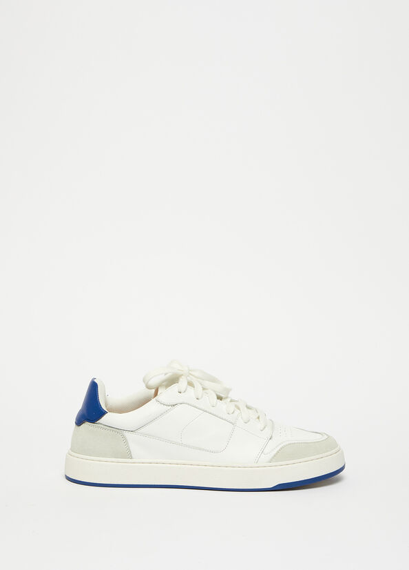 Liu Jo Leather Men's Sneakers White / Blue | FSC-738405