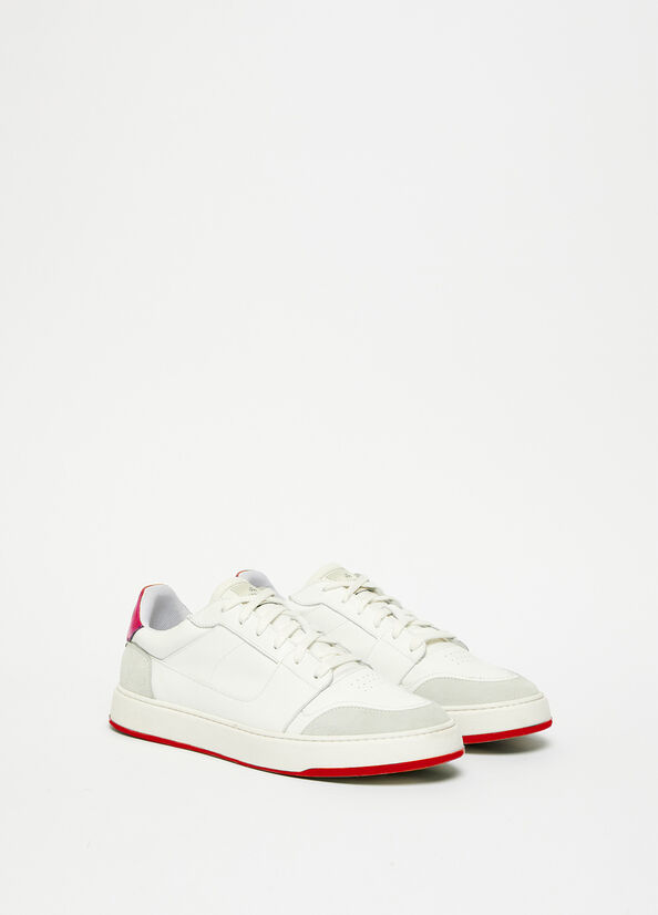 Liu Jo Leather Men's Sneakers White / Red | NLU-403795