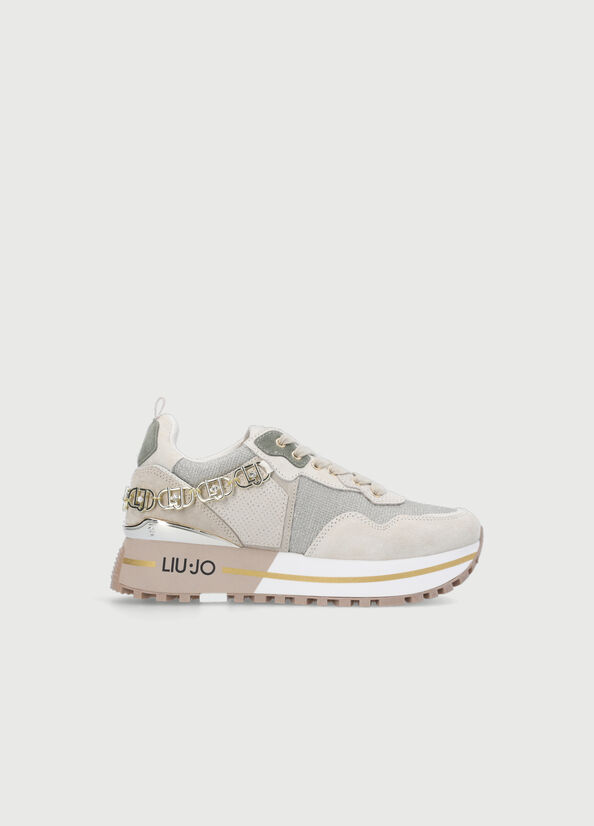 Liu Jo Leather Platform Women's Sneakers Beige | PUF-734082