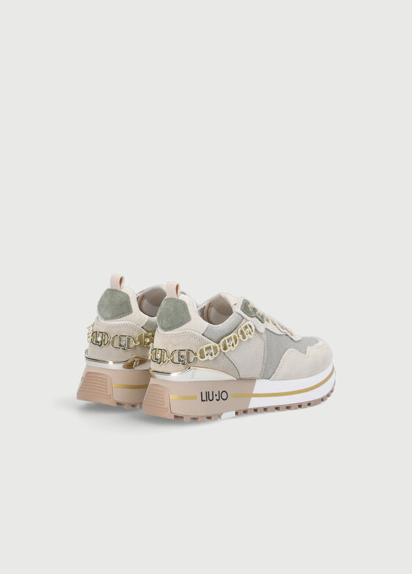 Liu Jo Leather Platform Women's Sneakers Beige | PUF-734082