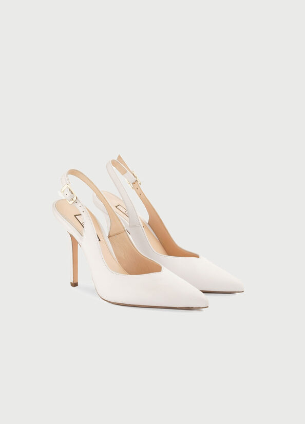 Liu Jo Leather Slingback Women's High Heels White | ORC-508469