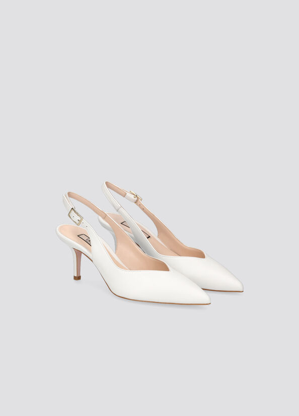 Liu Jo Leather Slingback Women's High Heels White | YAX-971432