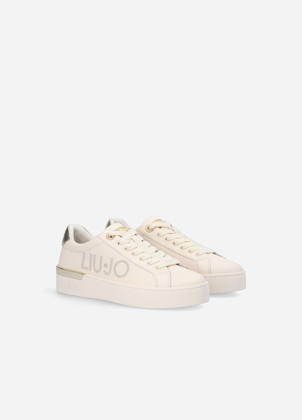 Liu Jo Leather With Logo Women's Sneakers Beige | EXC-098372