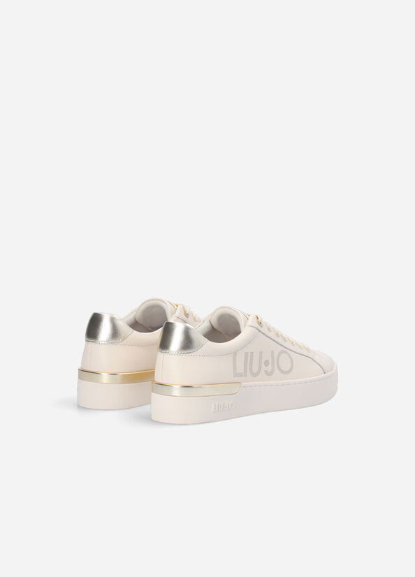 Liu Jo Leather With Logo Women's Sneakers Beige | EXC-098372