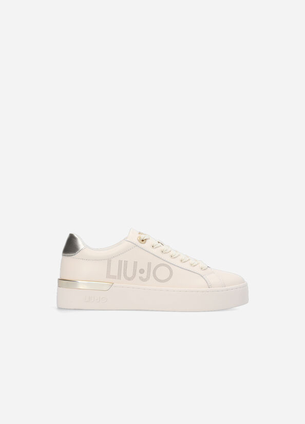 Liu Jo Leather With Logo Women\'s Sneakers Beige | EXC-098372