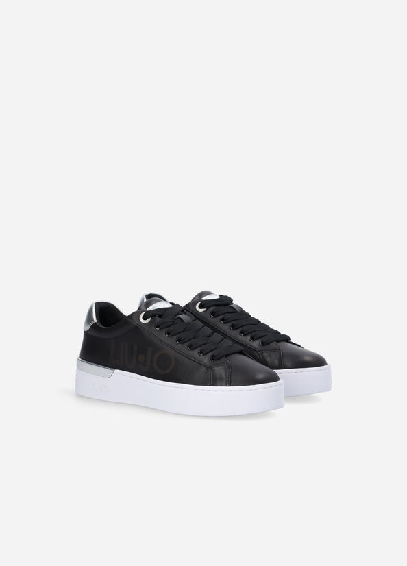 Liu Jo Leather With Logo Women's Sneakers Black | HQA-629157