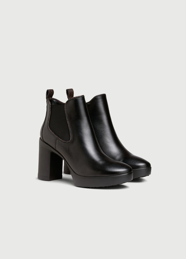 Liu Jo Leather With Monogram Detail Women's Ankle Boots Black | YWO-319782