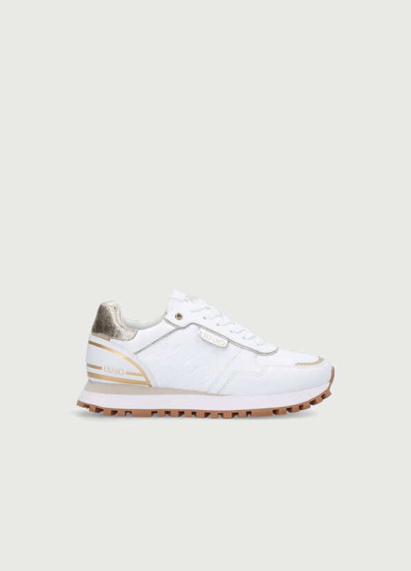 Liu Jo Leather With Monogram Logo Women's Sneakers White | KJW-681504