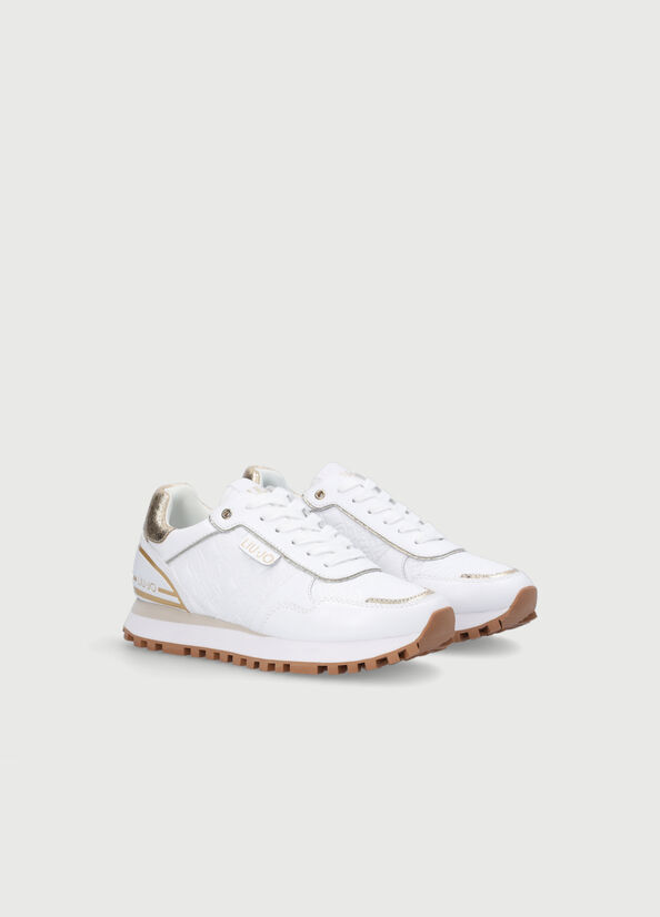 Liu Jo Leather With Monogram Logo Women's Sneakers White | KJW-681504