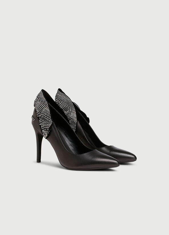 Liu Jo Leather With Ruching Women's High Heels Black | INC-082394