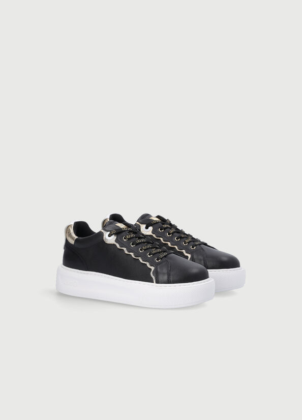 Liu Jo Leather Women's Sneakers Black | QVG-820574