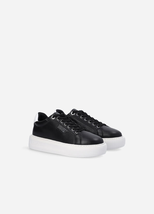 Liu Jo Leather Women's Sneakers Black | ZOY-758201