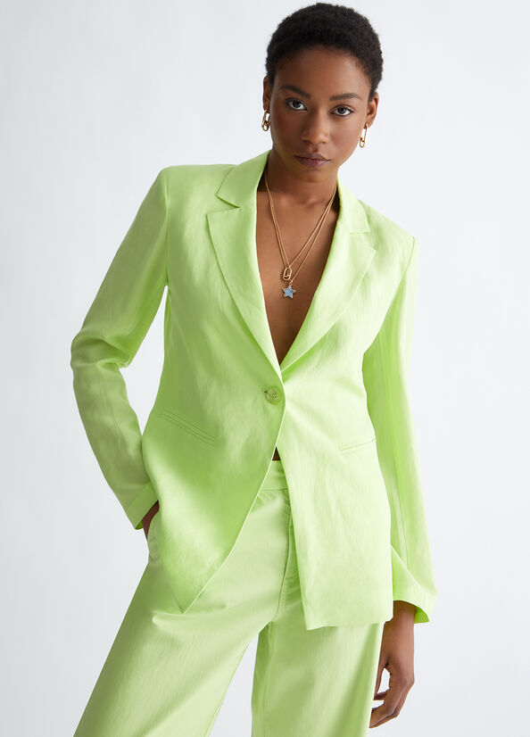 Liu Jo Linen Blend Blazer Women\'s Jackets Green | UAZ-107659