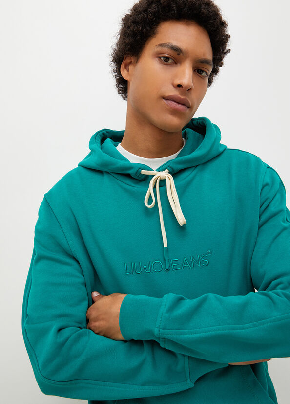 Liu Jo Logo Hoodie Men's Sweaters Green | WHK-479518