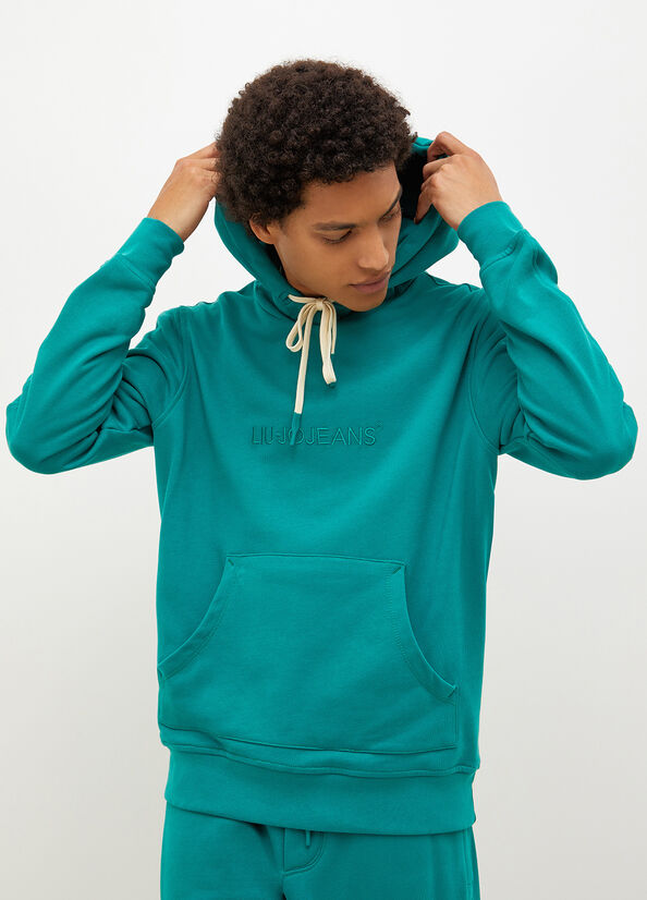 Liu Jo Logo Hoodie Men\'s Sweaters Green | WHK-479518