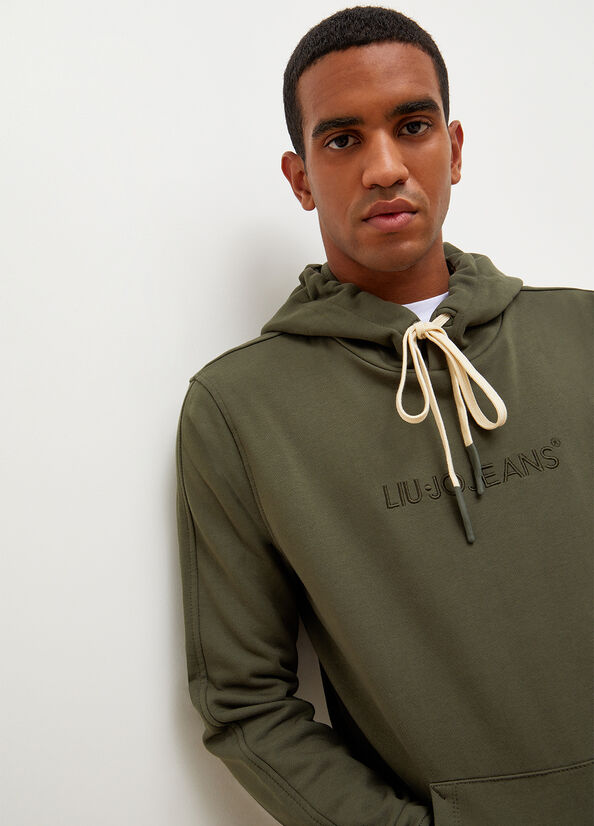 Liu Jo Logo Hoodie Men's Sweaters Green | WHT-417630