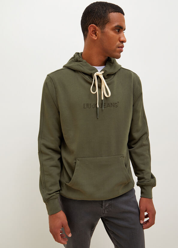 Liu Jo Logo Hoodie Men\'s Sweaters Green | WHT-417630