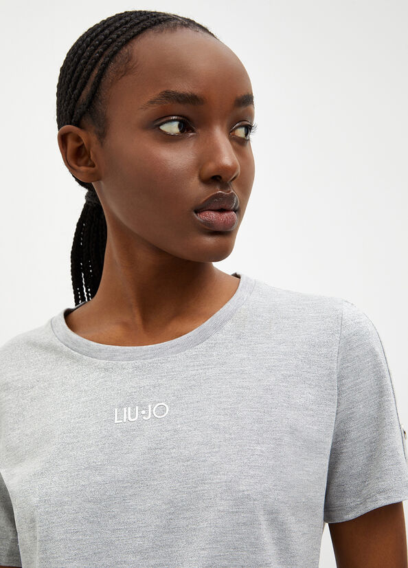 Liu Jo Lurex® Jersey Women's T Shirts Grey | HGU-823170