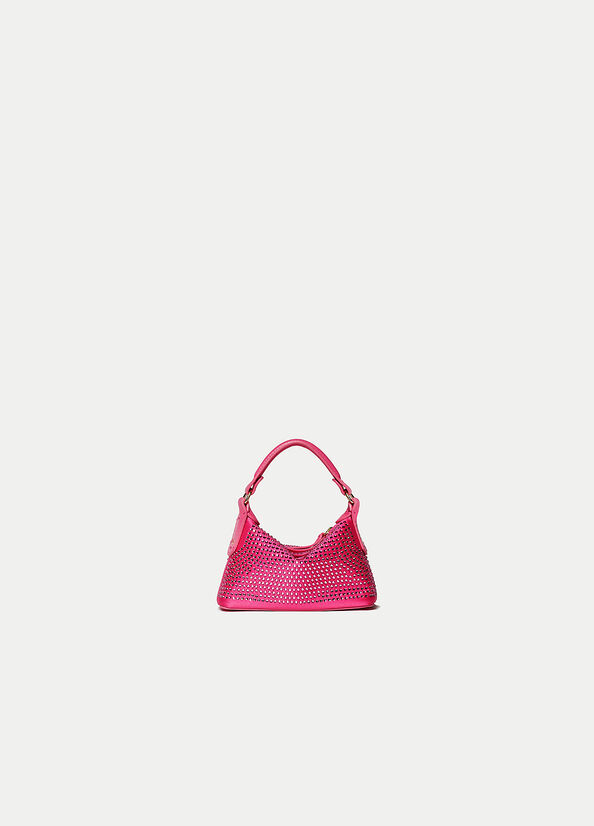 Liu Jo Micro Hobo With Gemstones Women's Crossbody Bags Fuchsia | CHZ-714086