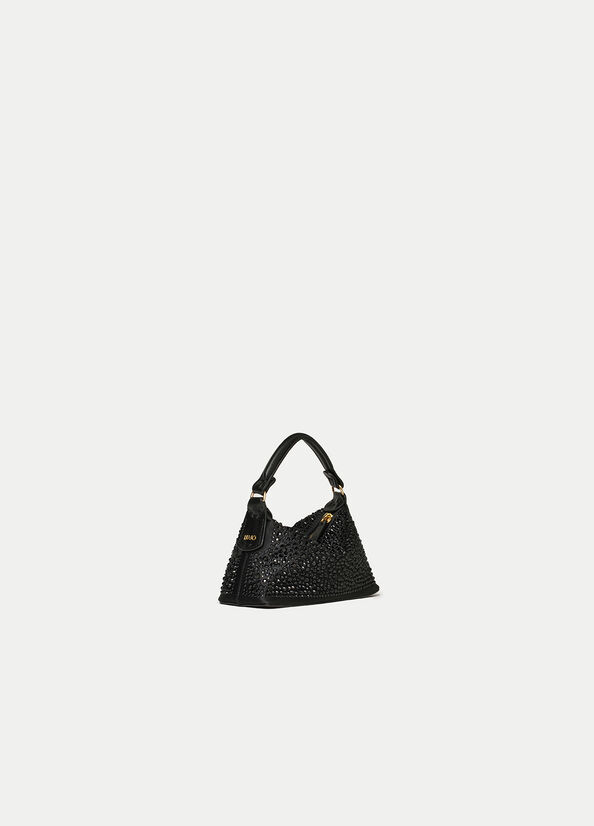 Liu Jo Micro Hobo With Gemstones Women's Crossbody Bags Black | LEO-031985