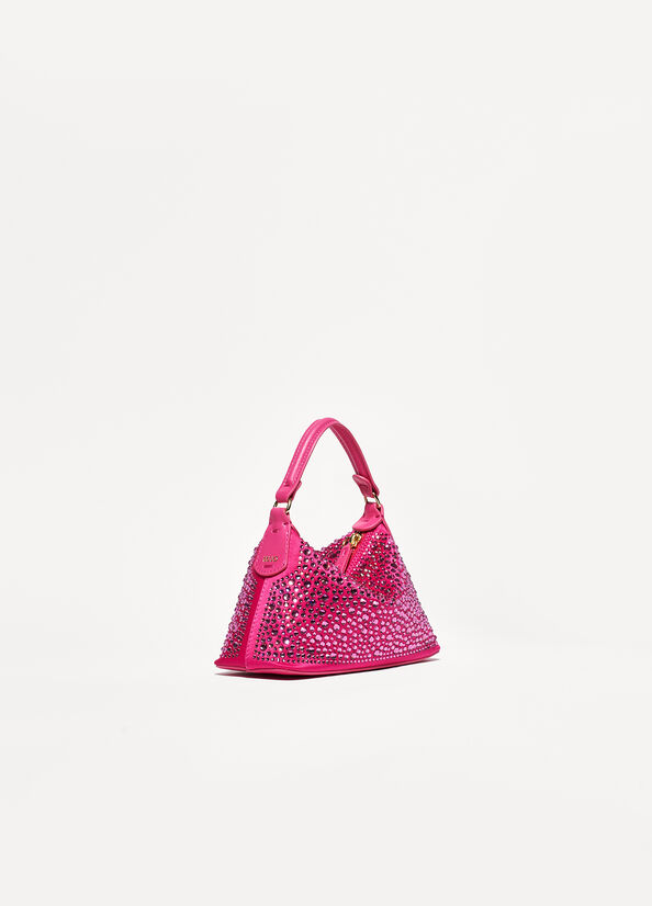 Liu Jo Mini Hobo With Gemstones Women's Crossbody Bags Fuchsia | KZE-275193