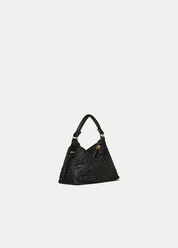 Liu Jo Mini Hobo With Gemstones Women's Crossbody Bags Black | VPC-451693