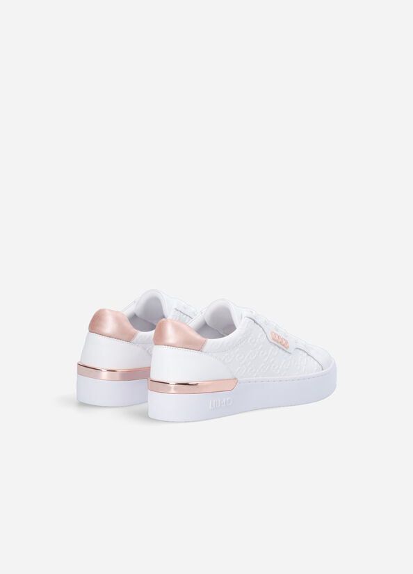 Liu Jo Monogram Leather Women's Sneakers White | OAU-865914