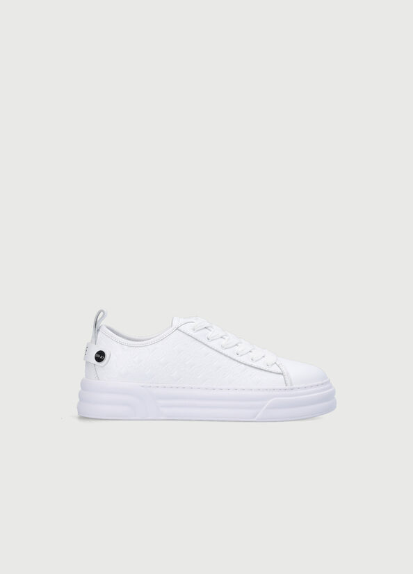 Liu Jo Monogram Leather Women's Sneakers White | ZDX-418630