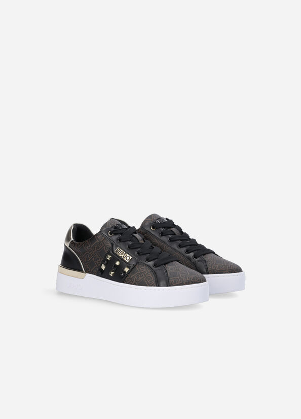 Liu Jo Monogram With Studs Women's Sneakers Brown | LPE-453679