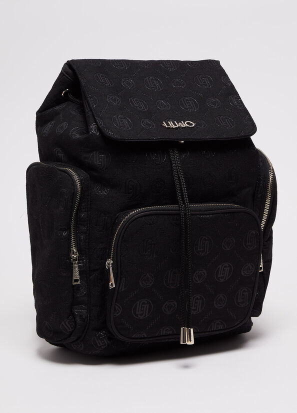 Liu Jo Monogram Women's Backpacks Black | HSE-172459