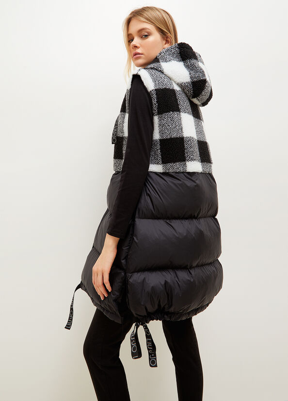 Liu Jo Padded Gilet With Check Print Women's Jackets White / Black | GXY-910367