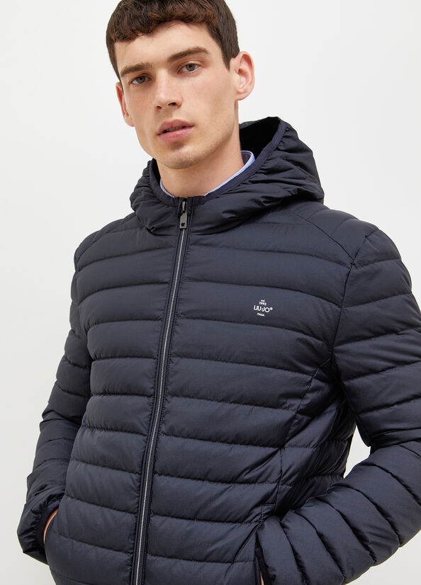 Liu Jo Padded With Hood Men's Jackets Dark Blue | MNF-652719