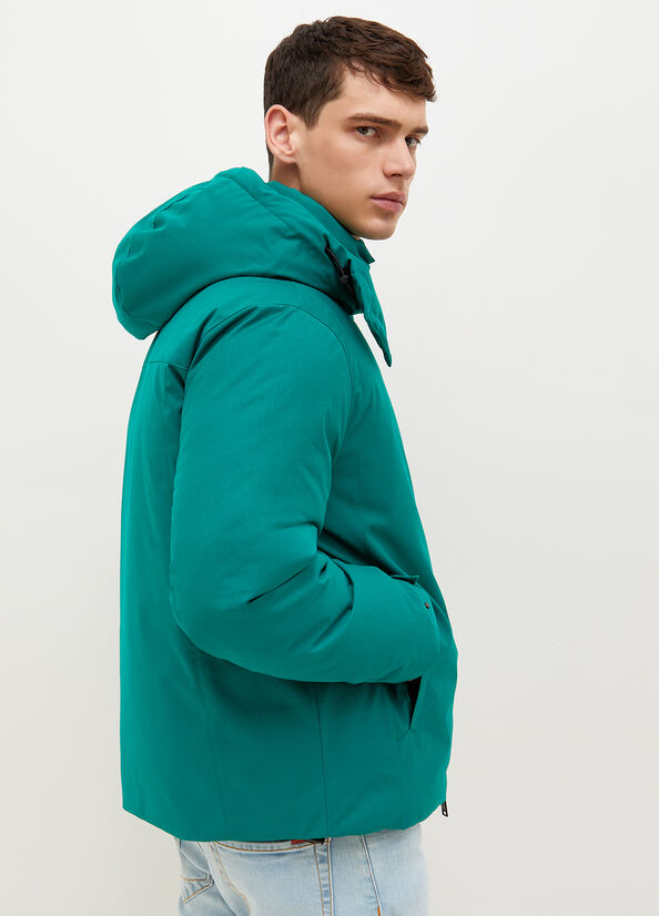 Liu Jo Padded With Hood Men's Jackets Turquoise | KOS-423679