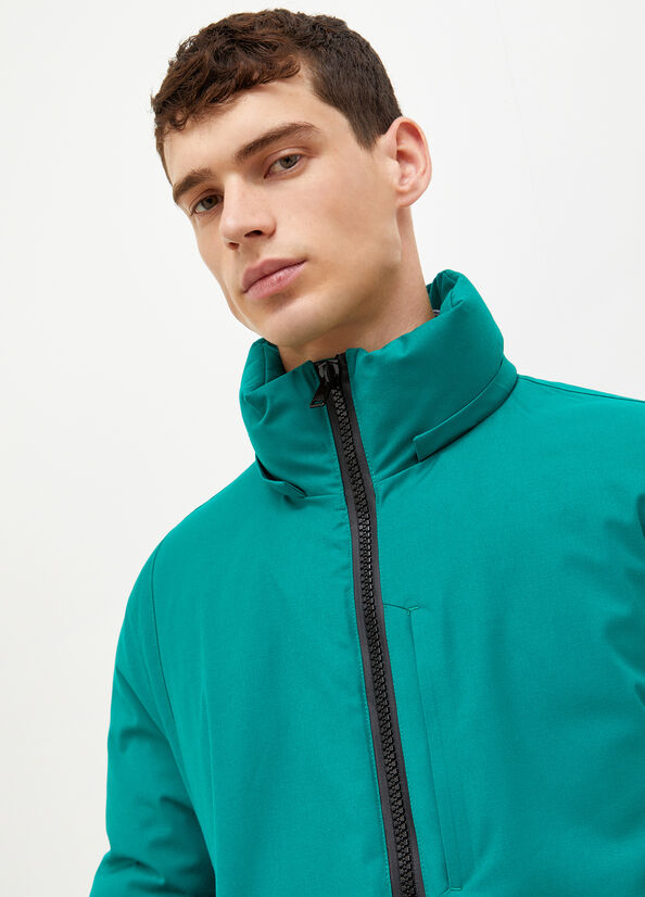 Liu Jo Padded With Hood Men's Jackets Turquoise | KOS-423679