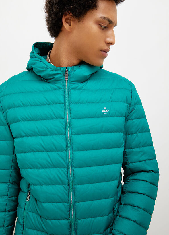 Liu Jo Padded With Hood Men's Jackets Turquoise | QIH-849506