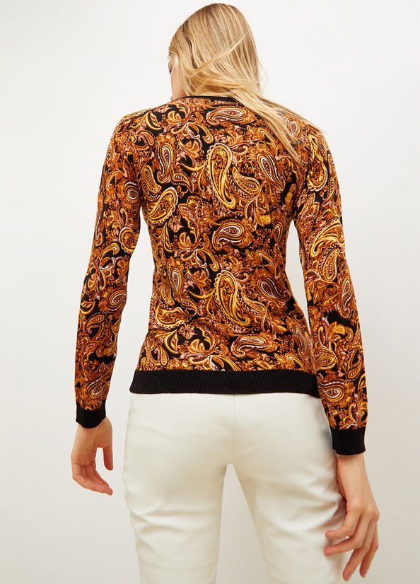 Liu Jo Paisley Print Women's Sweaters Black / Yellow | ZSR-845261