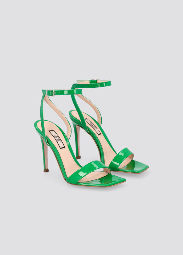 Liu Jo Patent Leather Heeled Women's Sandals Green | EUP-146279