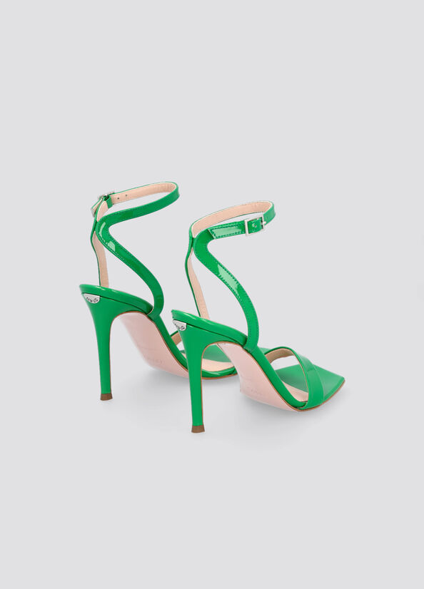 Liu Jo Patent Leather Heeled Women's Sandals Green | EUP-146279