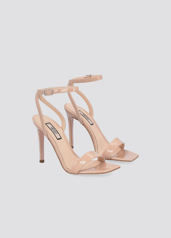 Liu Jo Patent Leather Heeled Women's Sandals Coral | IEQ-435701