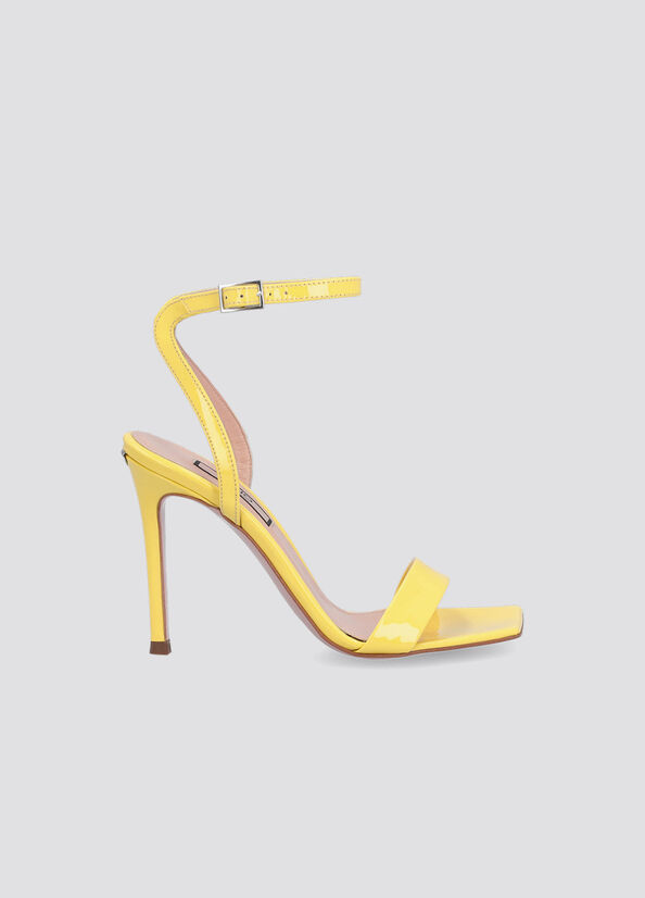 Liu Jo Patent Leather Heeled Women\'s Sandals Yellow | ODG-145278