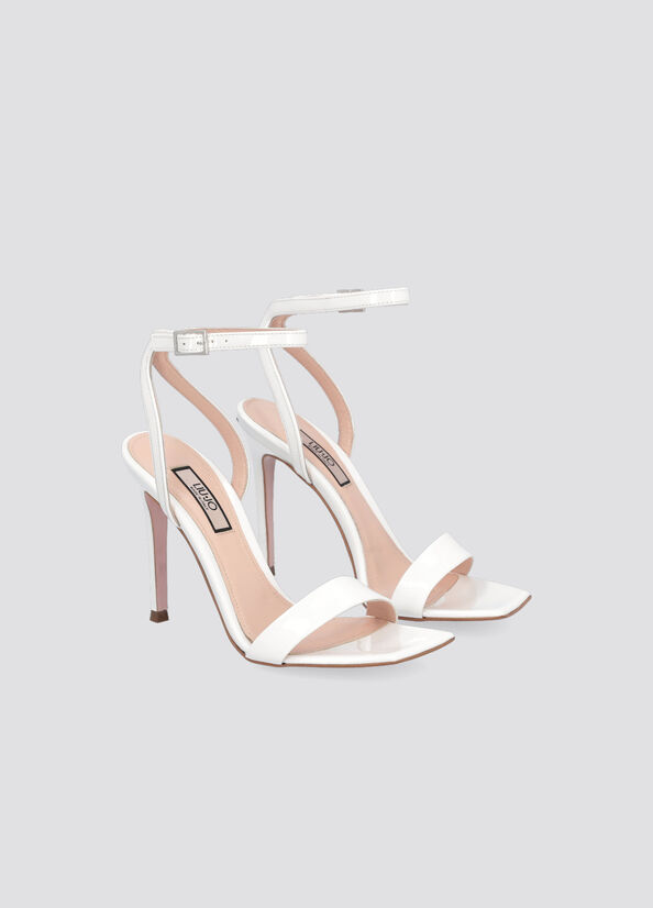 Liu Jo Patent Leather Heeled Women's Sandals White | QOV-786495