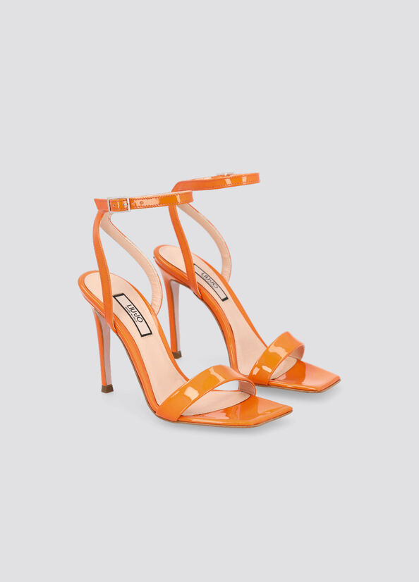 Liu Jo Patent Leather Heeled Women's Sandals Orange | QZX-584302