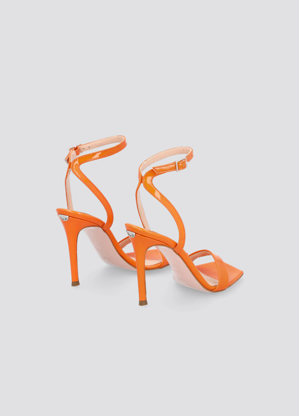 Liu Jo Patent Leather Heeled Women's Sandals Orange | QZX-584302