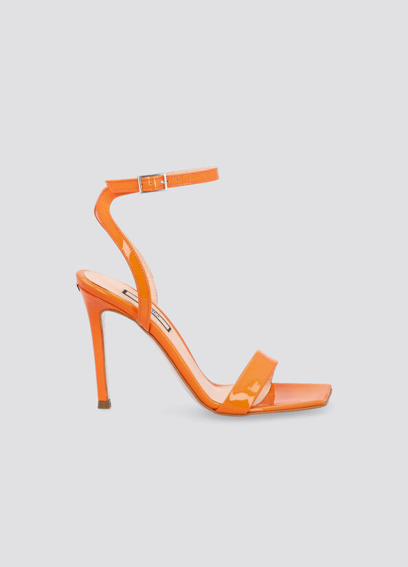 Liu Jo Patent Leather Heeled Women\'s Sandals Orange | QZX-584302