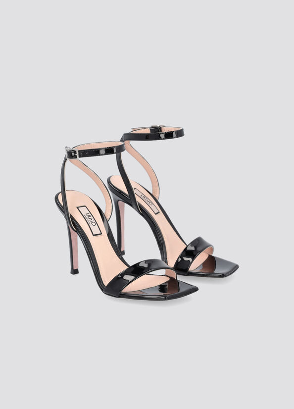 Liu Jo Patent Leather Heeled Women's Sandals Black | XBP-786542