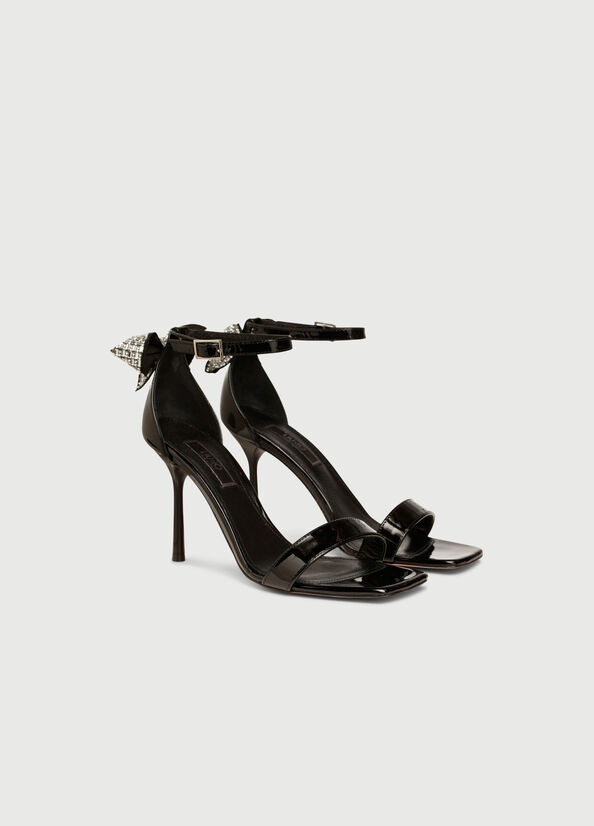 Liu Jo Patent Leather With Stiletto Heel Women's Sandals Black | ZFW-468031