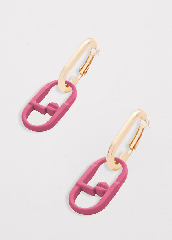 Liu Jo Pendant Earrings With Monogram Women's Jewelry Pink | LGK-350487