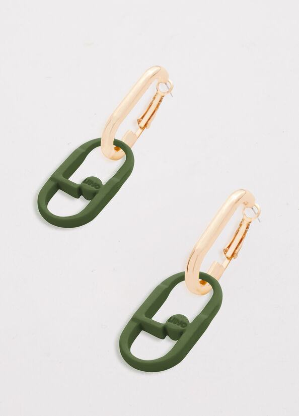 Liu Jo Pendant Earrings With Monogram Women's Jewelry Green | YCN-518694