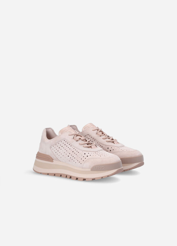 Liu Jo Perforated Platform Women's Sneakers Pink | RZE-395084